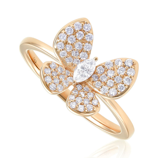 18ct Rose Gold Butterfly Diamond Ring